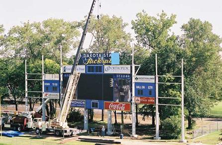 SDSU’s scoreboard going up